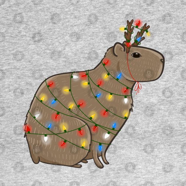 Christmas Capybara by KilkennyCat Art